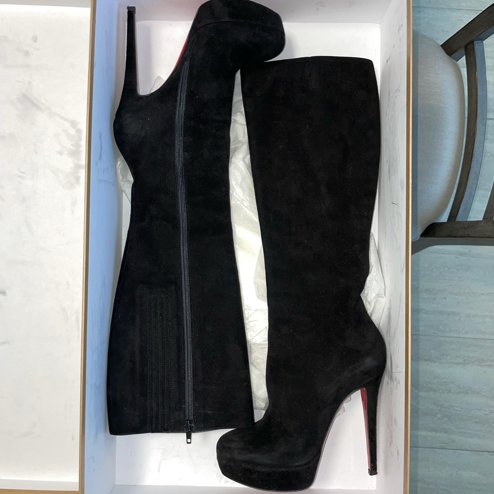 Christian Louboutin Suede Platform Knee Boots